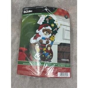 Bucilla Teddy Bear Santa Felt Christmas Stocking Kit 18 Inch HB86503 DIY New
